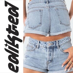 Edikted Rylin Low-Rise Denim Shorts